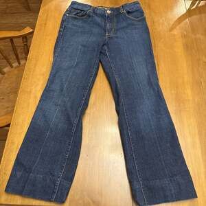 Seven7 Premium Bootcut Jeans Sz 8 Dark Wash Gold Stitch Double 7 Western Boho